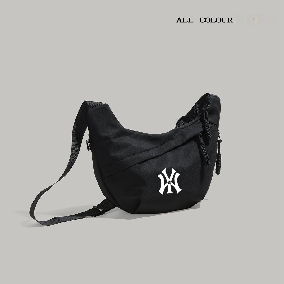 NY&NB Trendy Brand Collaborative Student Sports Single Shoulder Bag Casual Canvas Material Zipper Closure Soft Nylon Fabric