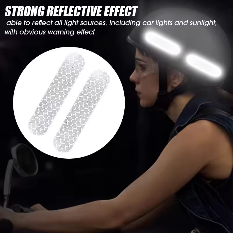 80-10PCS Helmet Safety Warning Reflective Stickers Strip Waterproof High Visibility Reflector Tape For Night Riding Walking Car
