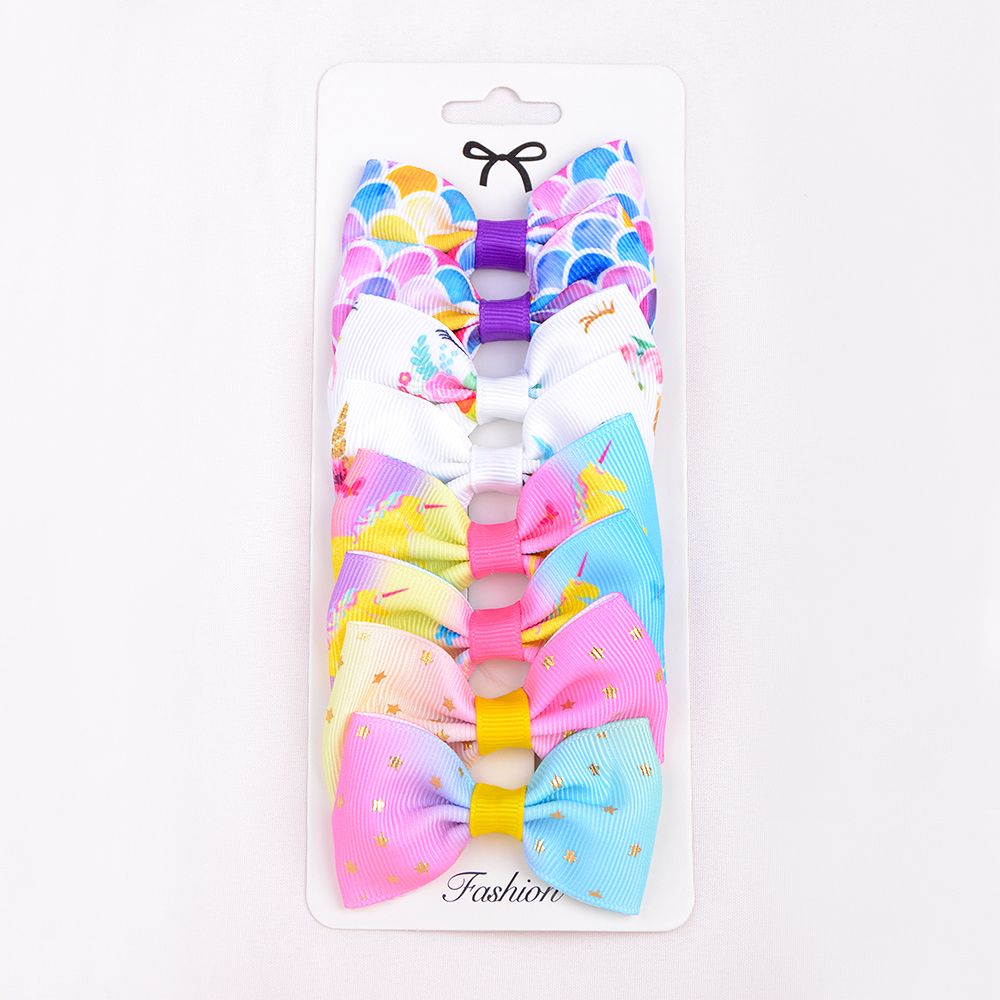8 ชิ้น/เซ็ตแฟชั่นพิมพ์ Grosgrain ริบบิ้นผม Bows คลิปขนาดเล็กสําหรับทารกเด็กหญิง Headwear DIY เด็กอุปกรณ์เสริมที่ดีที่สุดของขวัญ