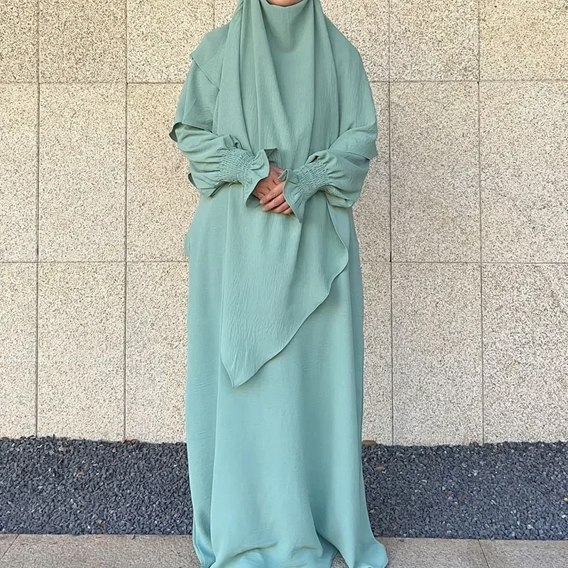 女性のためのイスラム教徒の祈りのドレス,トルコのドレス,jilbab,2ピース,ラマダン,長いヒジャーブ,イスラム教徒の祈りのためのドレス