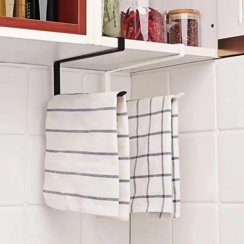ภายใต้ตู้ผู้ถือกระดาษผ้าเช็ดตัวห้องครัว Tissue Rack ไม่มีเจาะ Cling ฟิล์มจัดเก็บติดผนังผ้าเช็ดตัวแขวน