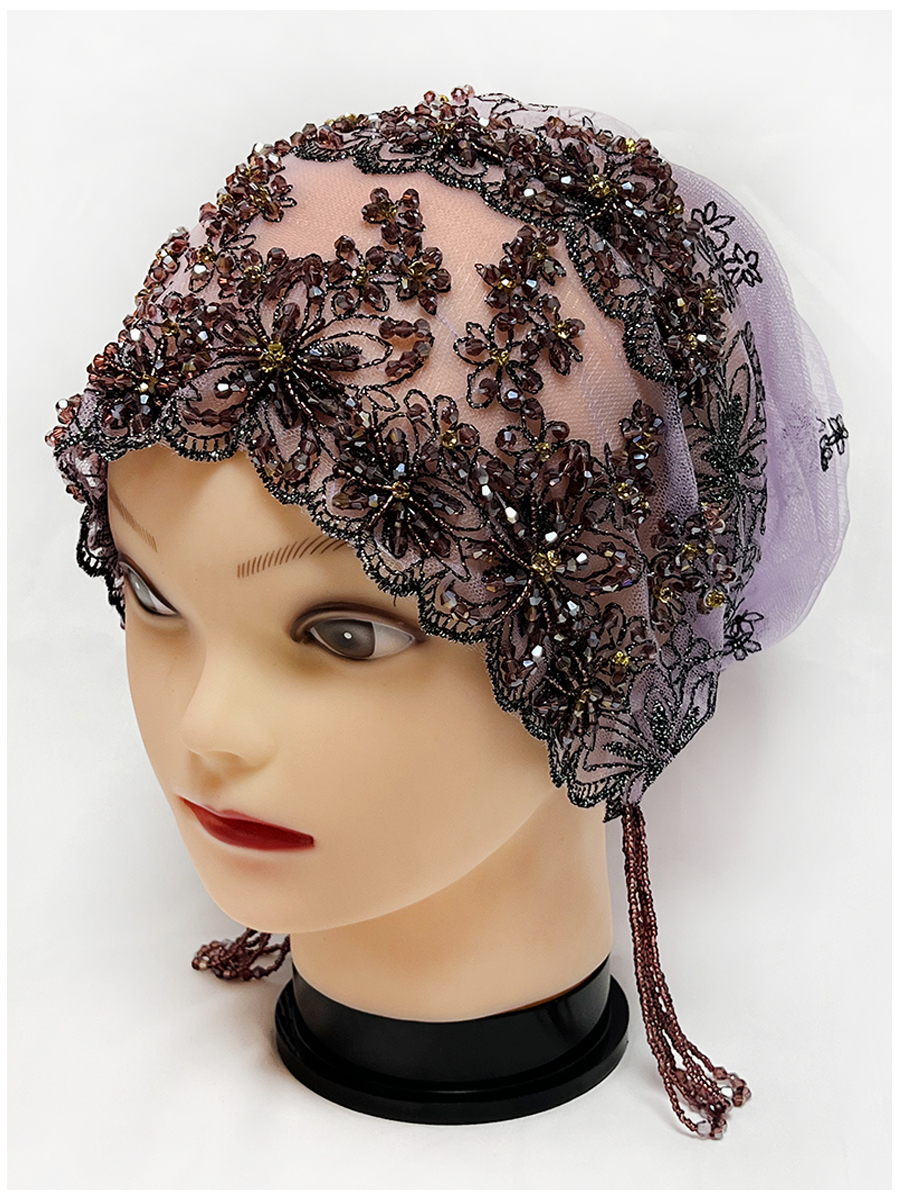 Nieuwe populaire vissenstaarthoed mesh stof glanzende gouddraad borduurwerk acryl kraal vakmanschap Arabische moslim Dubai gebed hoofdband