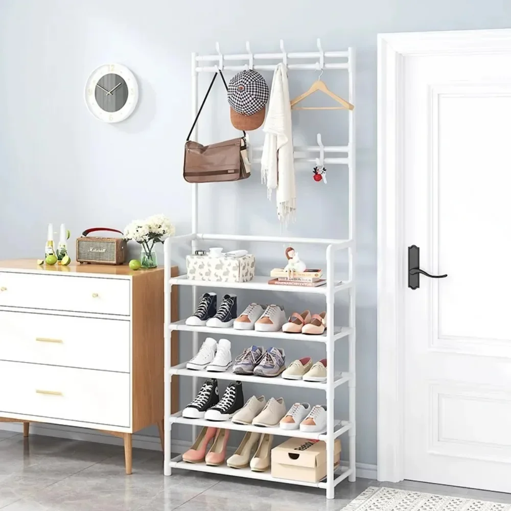 DIY Shoe And Hat Rack Clothes Hanger Organizer Floor Standing Dustproof Cloth Storage Shelf Doorway Simple Multi-ayer Shoerack