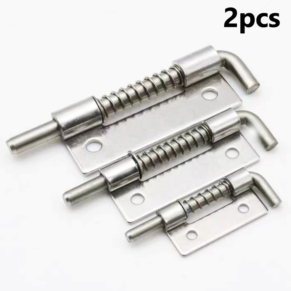 2PCS Spring Loaded Latch Pin 304 Stainless Steel Silver Window Cabinet Hinges Security Door Bolt Latch For Household Hardware