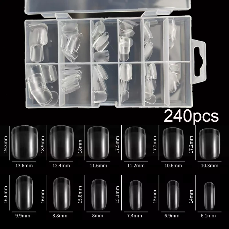 240 ชิ้น/กล่อง Half Matte XXS อัลมอนด์เล็บเต็มรูปแบบ Soft GEL ปลอมเล็บปลอม EXTENSION เหมาะสําหรับสั้นพิเศษเล็บเตียง