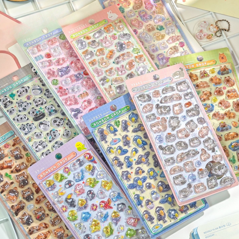 3D рельефные кавайные наклейки с животными, пухлые желе в японском стиле, мультяшные наклейки, ремесла, чехол для телефона, канцелярские принадлежности, украшение для скрапбукинга