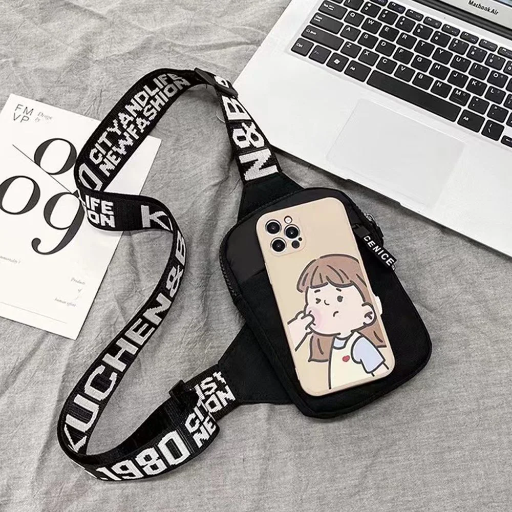 กีฬากระเป๋าผู้ชายโทรศัพท์มือถือขนาดเล็ก Messenger กระเป๋าเอวกระเป๋า Multi-Function กระเป๋าถือแกะสลักภาพชื่อเริ่มต้นรูปแบบ