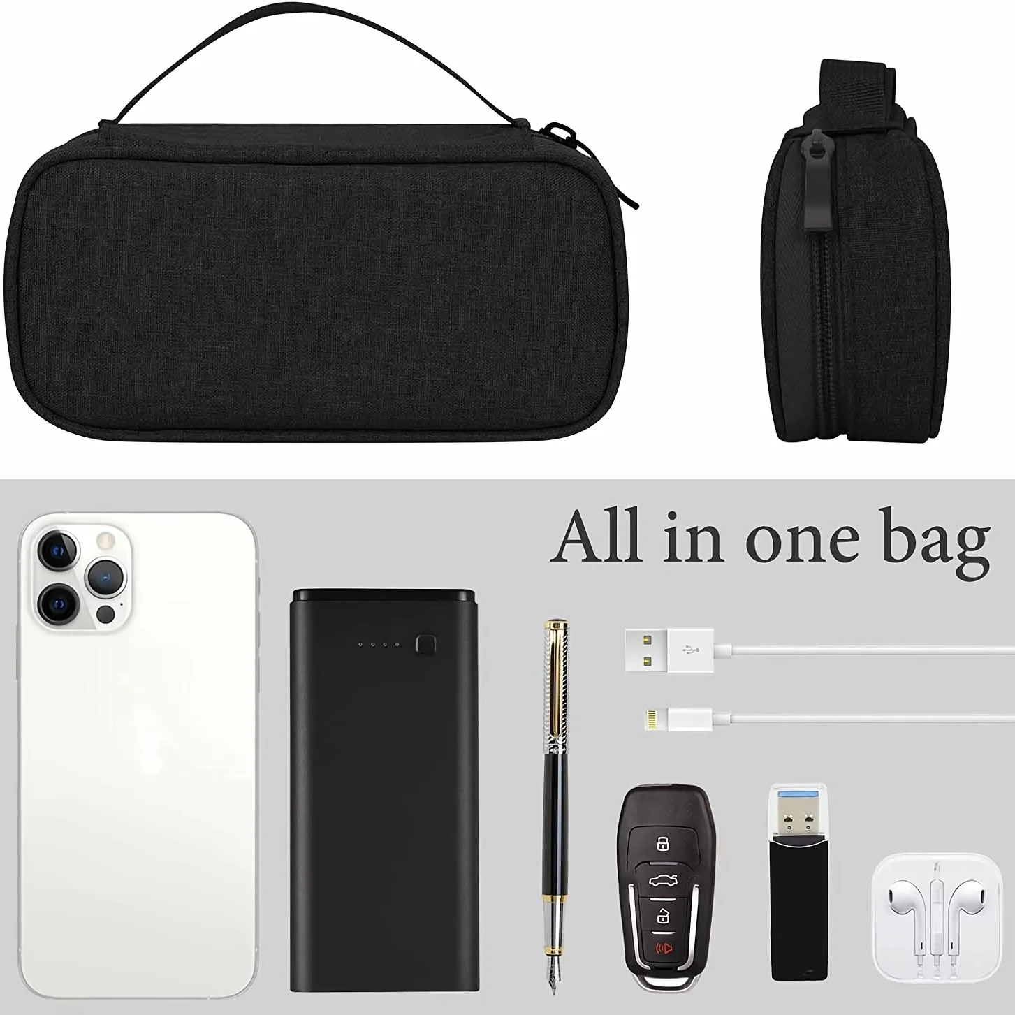 Cabo de viagem portátil organizador de armazenamento digital usb gadgets fios carregador bateria energia zíper saco cosmético caso multifuncional