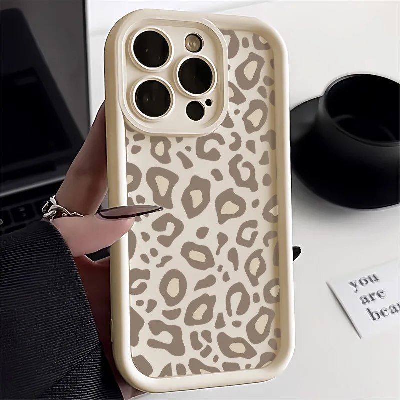 Funda de teléfono con estampado de leopardo INS para iPhone 11, funda suave de silicona mate para iPhone 13, 14, 12, 16 Pro, 15 Pro Max, XR, XS X 7, 8 Plus, SE