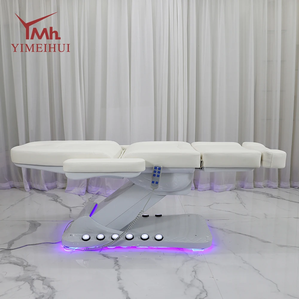 Comodo letto di bellezza multifunzione, regolabile, bianco, set di letti di bellezza per salone elettrico a 3 motori per la bellezza della clinica