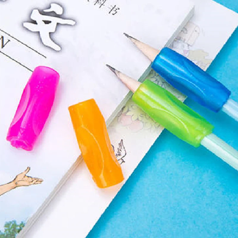 4 Cái/Túi Nhiều Màu Sắc Silicone Bút Cho Bé Tập Viết Chữ Dụng Cụ Thiết Bị Hiệu Chỉnh Cá Bút Chì Nắm Viết Viện Trợ Cầm Văn Phòng Phẩm