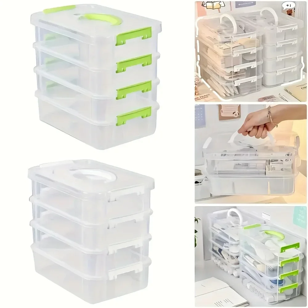 Transparent Visibility Building Blocks Storage Box Stackable Moisture-Proof Grid Drawer Classification Tool Casket for Organizat