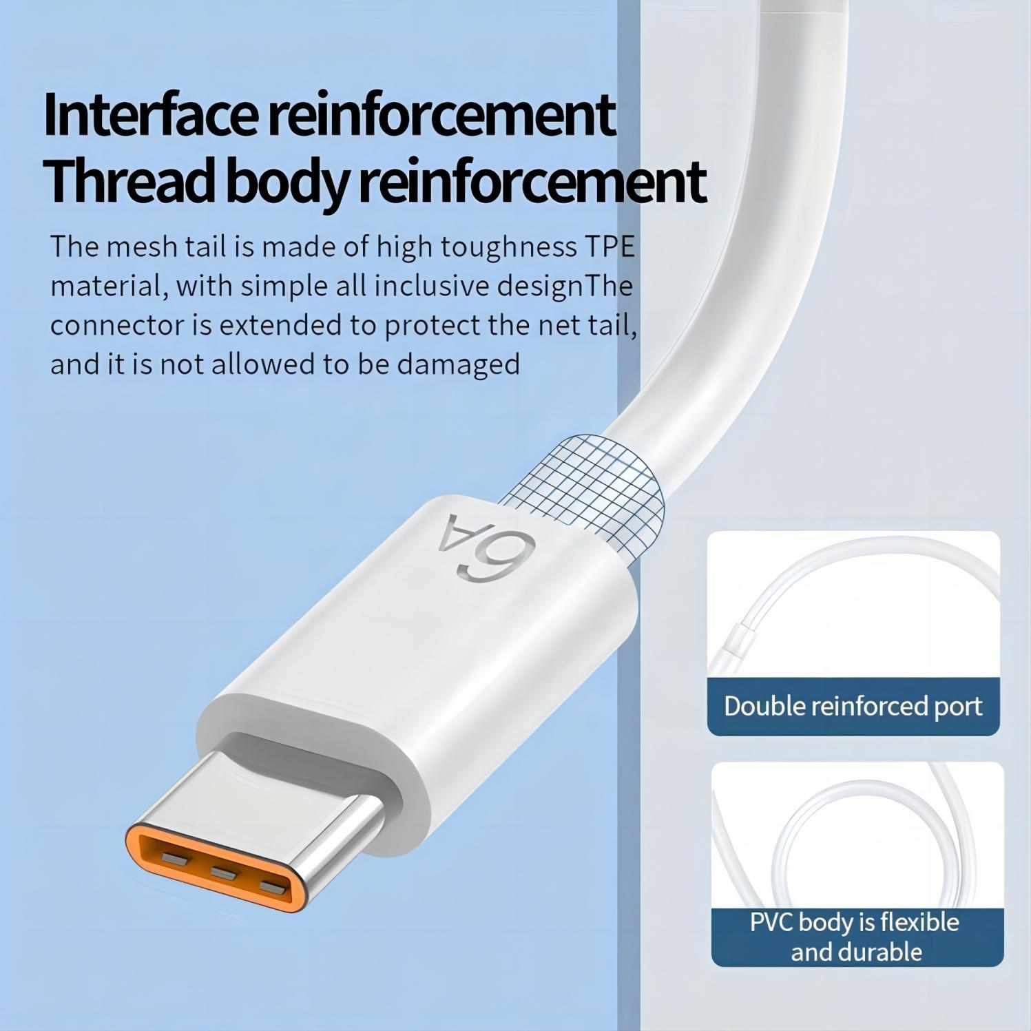 1 m langes USB A auf Typ C Schnellladekabel für Telefon, Tablet, PC – 3er-Pack