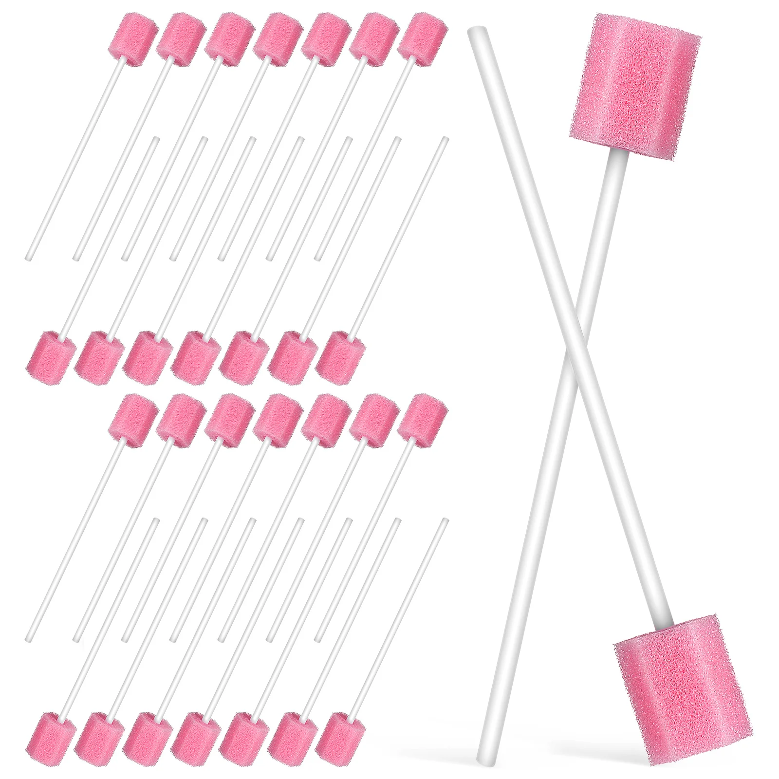 250 Pcs Disposable Oral Care Swabs Pink Sponge Mouth Cleaning Dental Sponges Stick Remove Food Debris Mucus Teeth Sensitivity