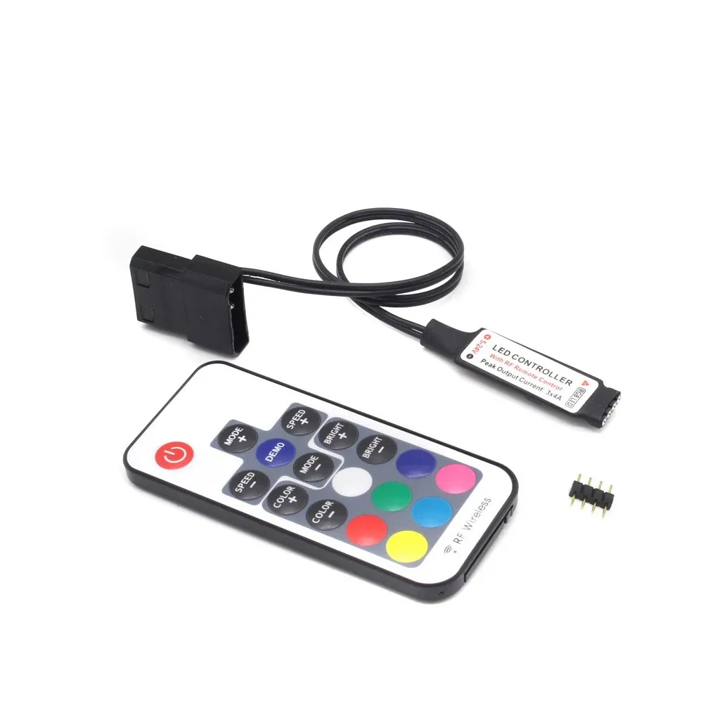 DC 12V SATA RGB Led Controller RF17 Tasti A Distanza Senza Fili Grande 4Pin Molex Controler per PC Ventola Case Del Computer 5050 Illuminazione di Striscia