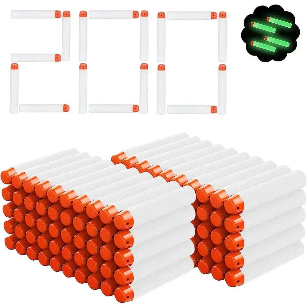 100/200 stücke für Nerf-Kugeln Eva 7,2 cm weißer leuchtender Weich kugel hohlloch kopf für Nerf-Spielzeug pistolen zubehör für Nerf-Blaster