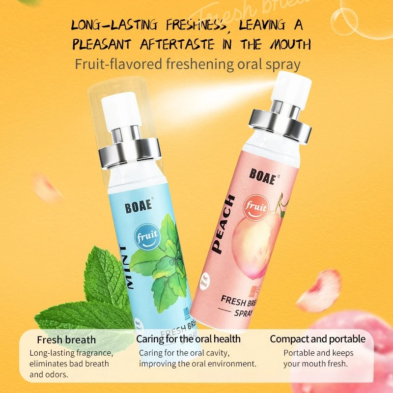 Spray oral fresco 20ml, spray antibacteriano para cuidados com as gengivas, spray desodorizante portátil com fragrância de longa duração para cuidados de saúde bucal