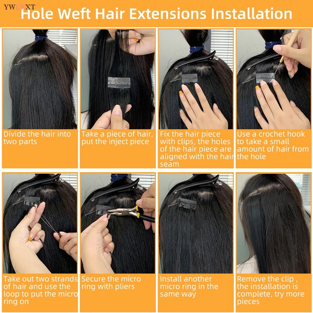 Extensões de cabelo invisíveis com abas duplas, 12-24 polegadas, fita de pele pu, cabelo humano 100% natural, preto jato, micro anel de trama de cabelo