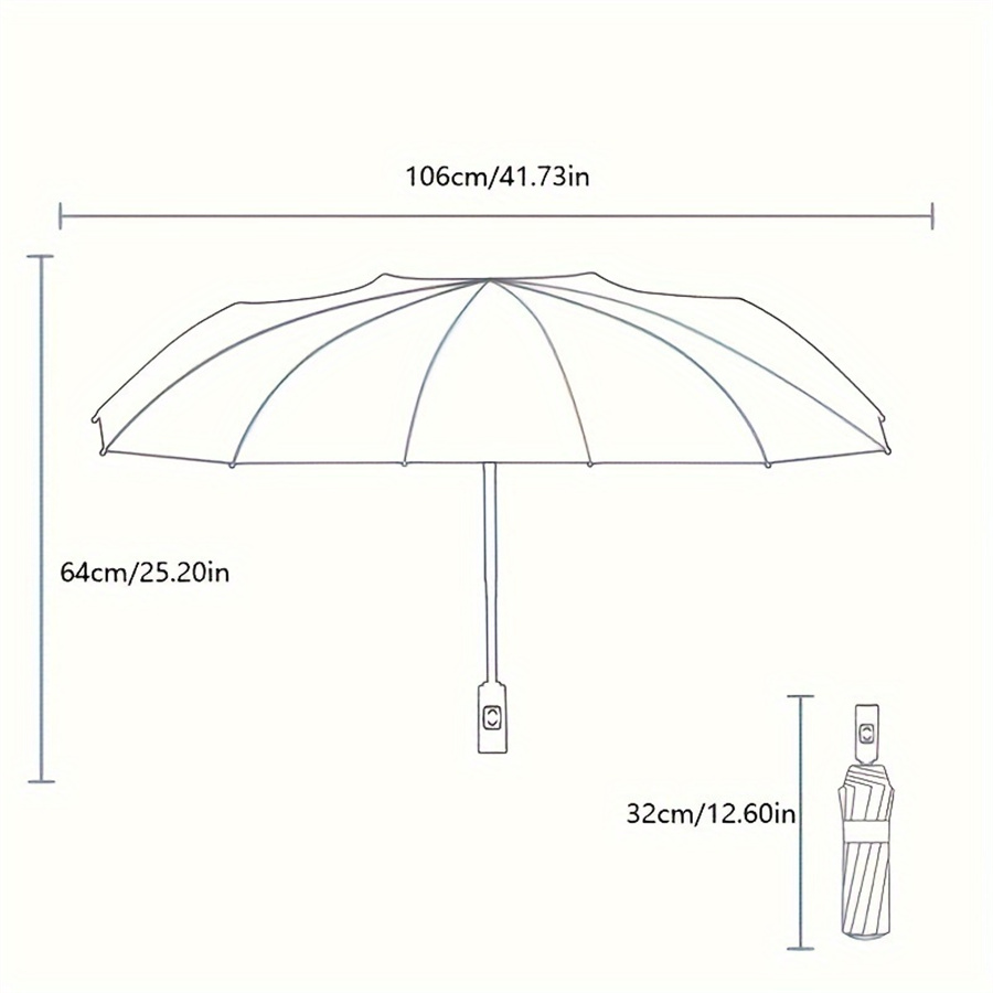 12 Bone Black Glue Fully Automatic Umbrella With Thick And Durable Keel Three Fold Umbrella UV Resistant Folding Umbrella