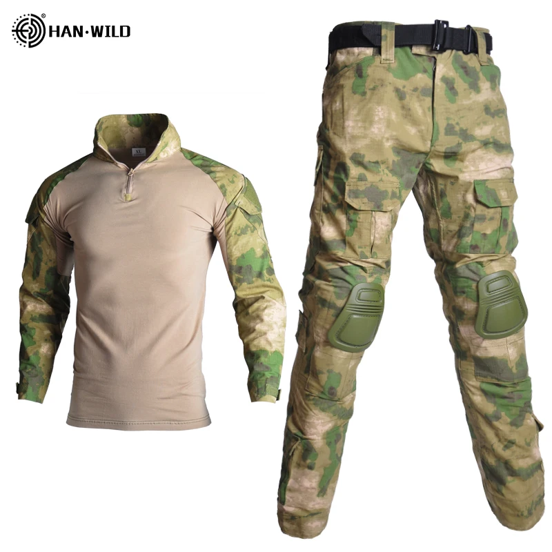 Uniform Kleidung Anzug Taktische Kampf Anzüge Camo Männer Kleidung Männer Kleidung Hemd + Cargo Hosen Knie Pads 8XL