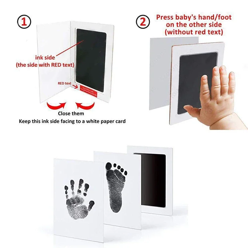 2 ชิ้น/เซ็ตทารกแรกเกิด DIY Hand Footprint ชุดหมึก Pads กรอบรูป Handprint เด็กวัยหัดเดินของที่ระลึกอุปกรณ์เสริมปลอดภัยของขวัญอาบน้ําเด็ก