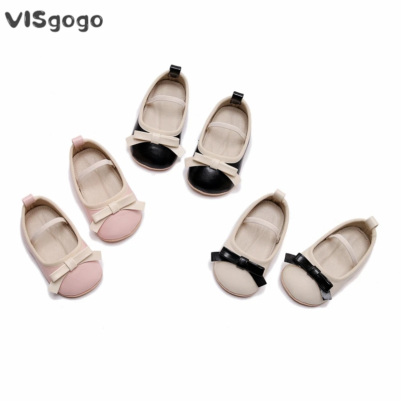 Visgogo Baby Mädchen Prinzessin Schuhe Premium Pu Mary Jane Wohnungen Säugling Bogen erste Walker Krippe Schuhe für Party Festival Baby party