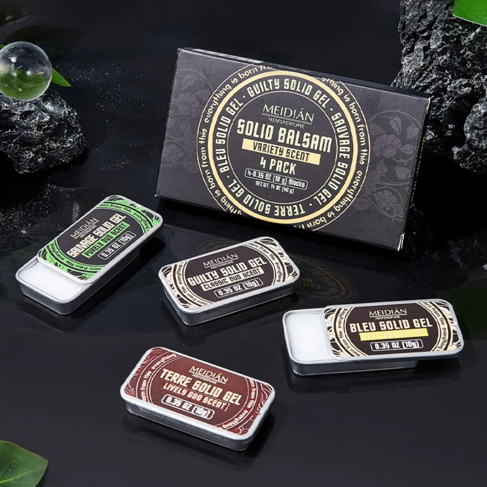 4Pcs/Set Men Solid Balm Cologne Long-lasting Fragrance Men Deodorant Portable Woman Floral Scent Solid Balm Gel Light Fragrances