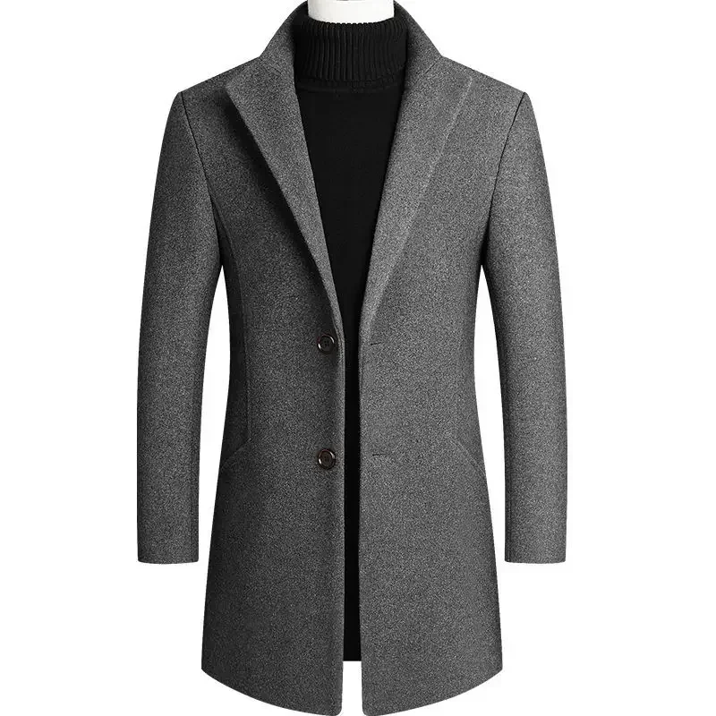 Herren Wollmantel Herbst Winter 2022, mittellang, Windjacke, verdickt, Stehkragen, männlicher Trenchcoat, Abrigo Hombre