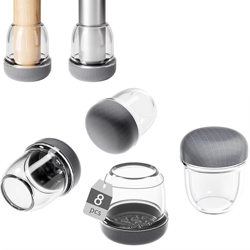 8 шт. серый чехол для ножек стула, диагональные защитные накладки на пол, силиконовые ножки для мебели, стола, защита для обеденного стола, стула, без шума