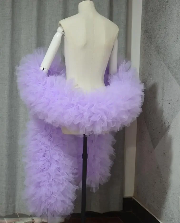 Fashion Stage ball party Club bruids Tule Boa Ruffle sjaal wrap Aangepaste kleur bruiloft accessoires cape