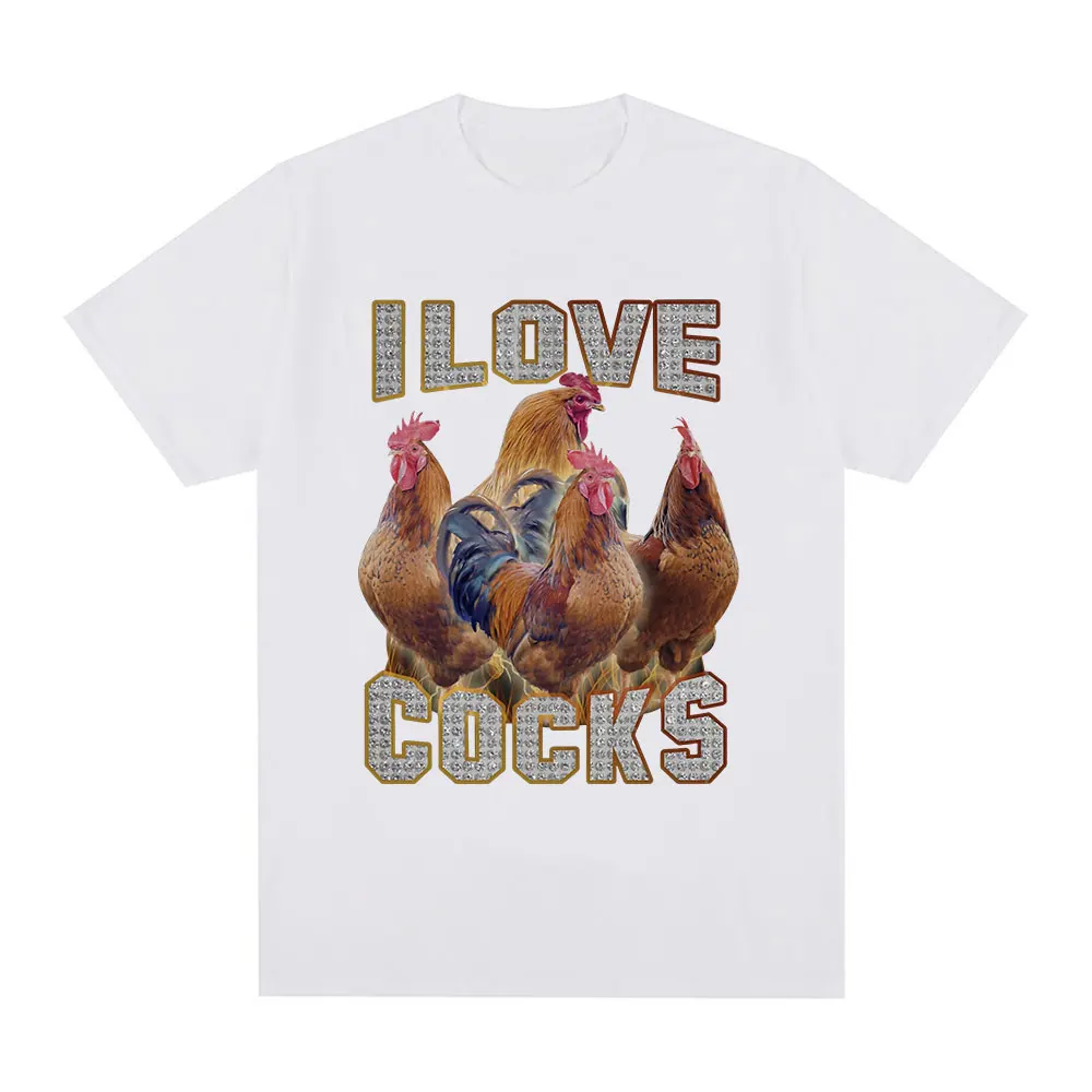 I Love Cocks 面白いオンドリミーム Tシャツ鶏愛好家半袖 Tシャツ女性の特大 Tシャツストリート服