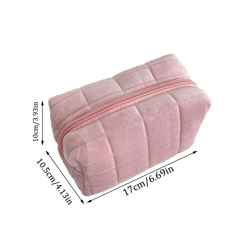 Niedliche Plüsch Make-up Tasche für Frauen tragbare Reise kleine Kosmetik taschen einfarbige Reiß verschluss Kultur beutel Wasch beutel Aufbewahrung taschen