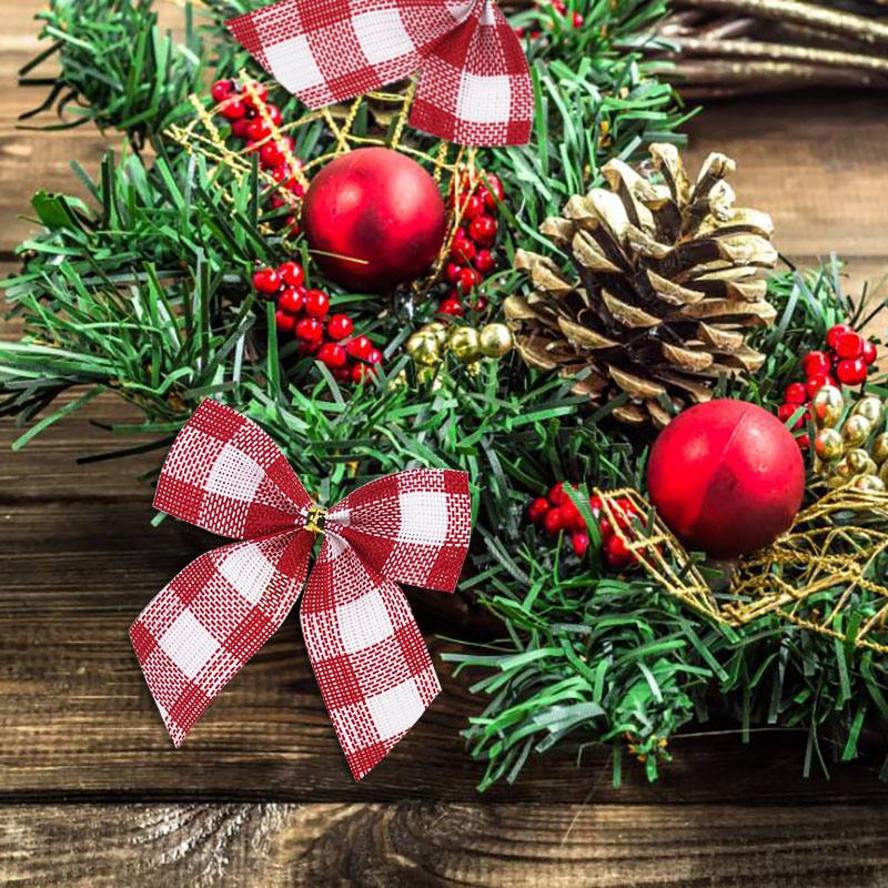 20/10 Uds. Decoración de lazo de Navidad de lino, adornos colgantes para árbol de Navidad, lazo para corona de Navidad, regalos de Navidad de Año Nuevo 2024