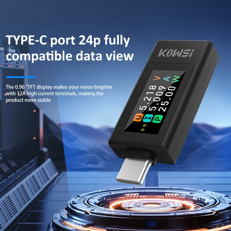 KWS-1902L NUEVA LLEGADA Probador USB tipo C multifunción 4-30 V Máximo 12A Función de almacenamiento de apagado Amperímetro de voltaje Medidor de potencia