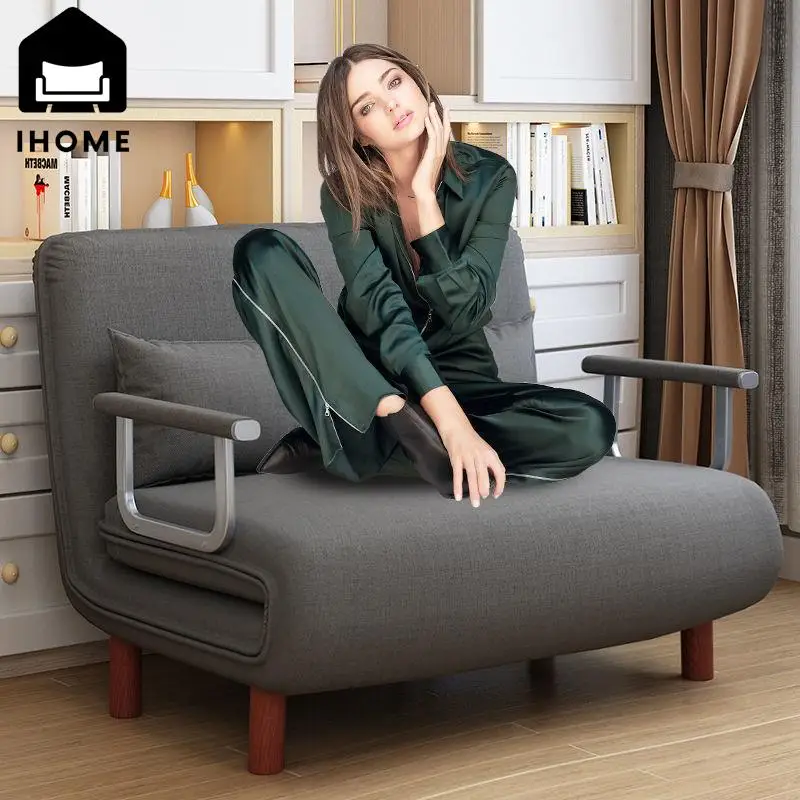IHOME 65CM Màu Xám Gấp Gọn Đơn Giản Sofa Giường Căn Hộ Gia Đình Nhỏ Đơn Giản Ngả Ghế Đơn Gấp Sofa Giường 2022 Dropshopping