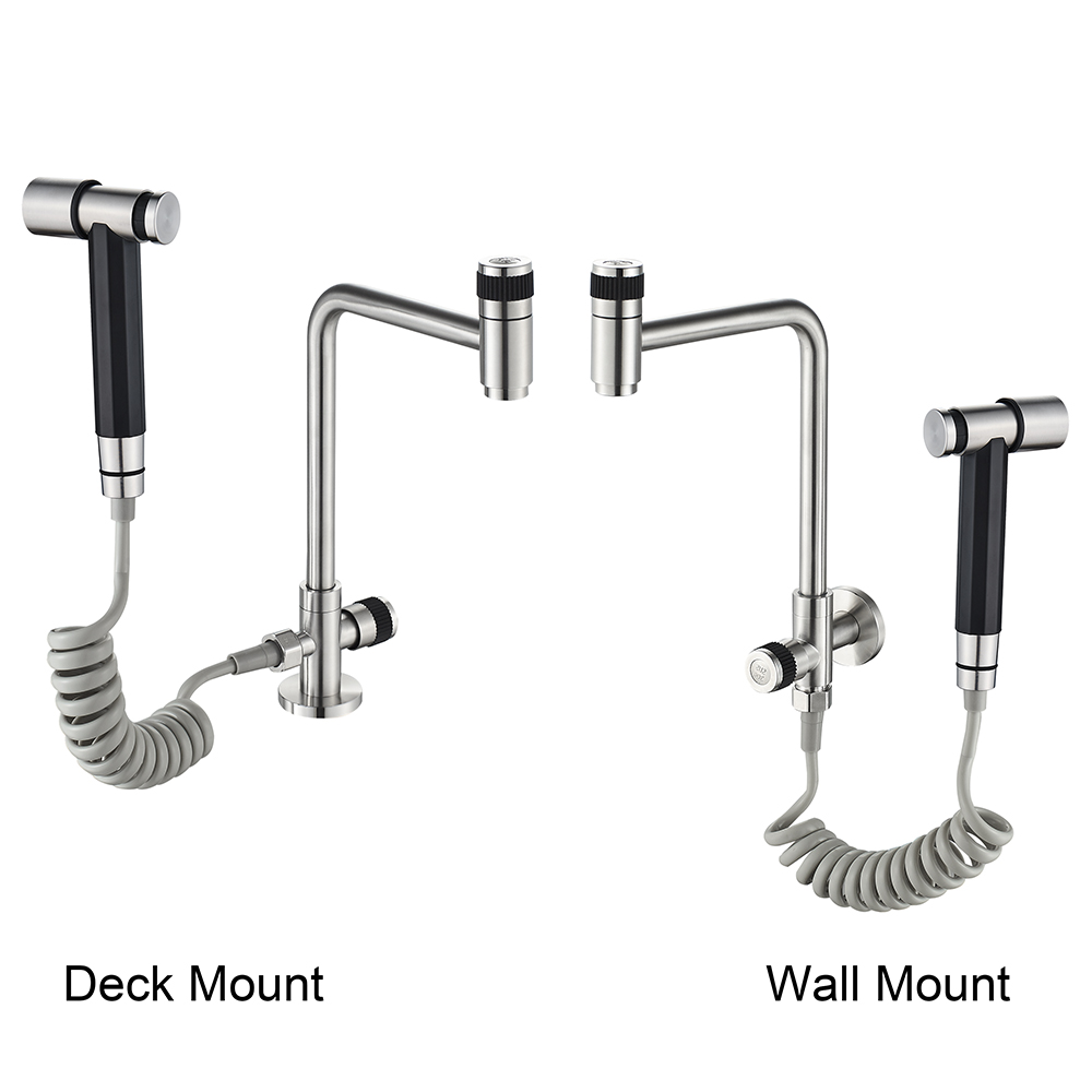 BAKALA Wand- oder Deckmontage-Küchenarmatur für kaltes Wasser, drehbarer Badezimmer-Wasserhahn, Topf aus Edelstahl 304, Außentür-Wasserhahn