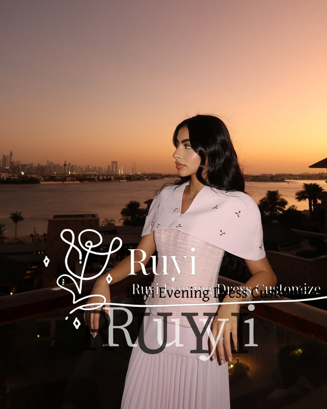 Robe de bal plissée rose clair, personnalisée, avec Cape de perles, longueur au sol, 3 pièces, pour occasions formelles