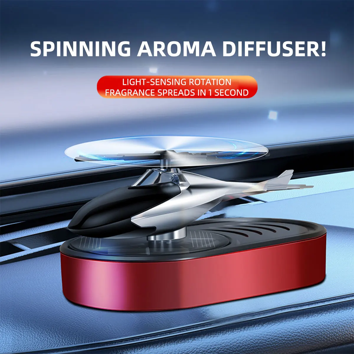 1Pcs Solar Car Air Freshener Helicopter Styling Automatic Rotation Aromatherapy Diffuser Auto Interior Decoration Fragrance