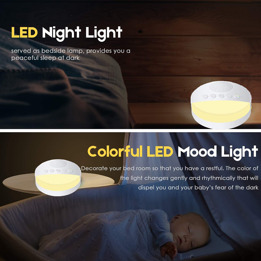 Baby White Noise Machine Kids Sleep Sound Player Night Light Timer Noise Player USB Rechargeable Timed Shutdown Sleep Machine
