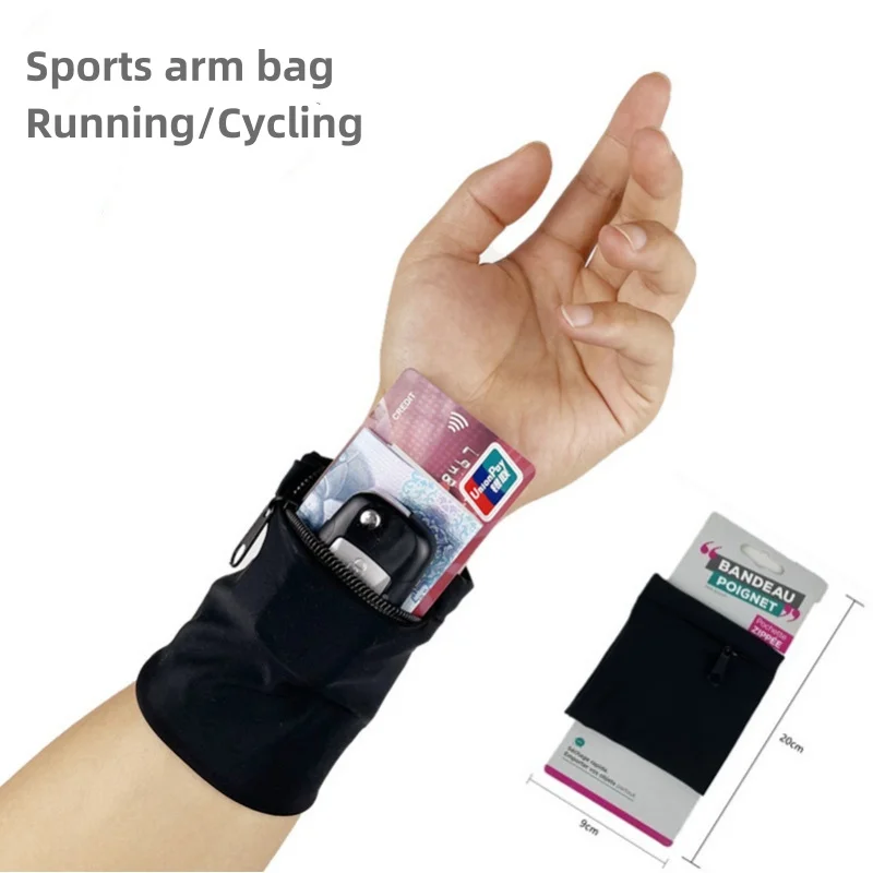 Bolsa de brazo para ciclismo, pulsera ligera, cartera para muñeca, bolsa con cremallera, bolsas para correr para teléfono, tarjeta, banda para el sudor, gimnasio, Fitness, deportes