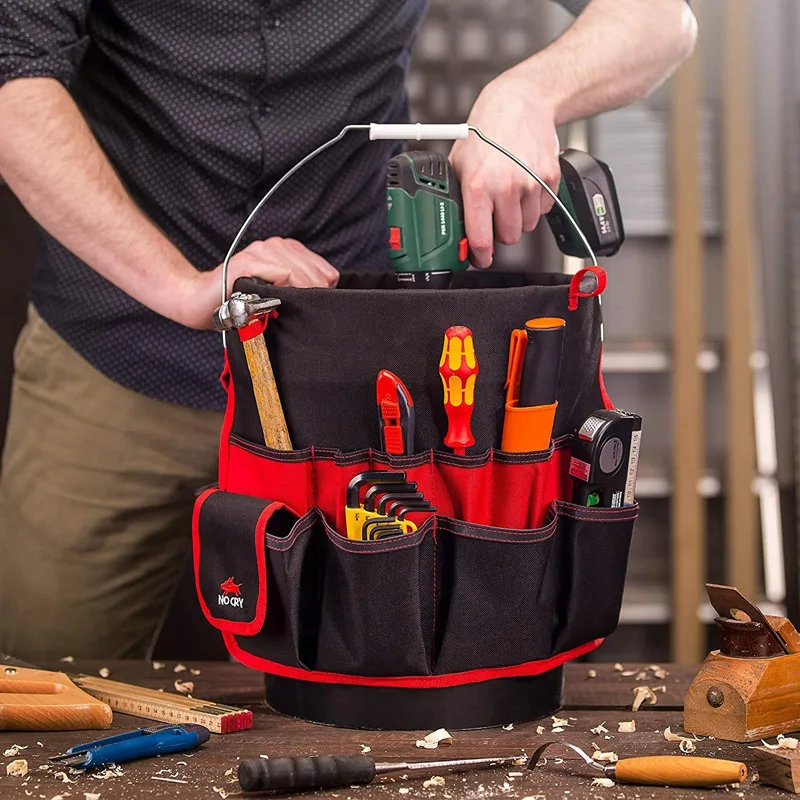 人気のガーデンキットオックスフォード布バケットキットバケットキット電気技師ツールバッグウエストポーチベルト収納ホルダー DIY