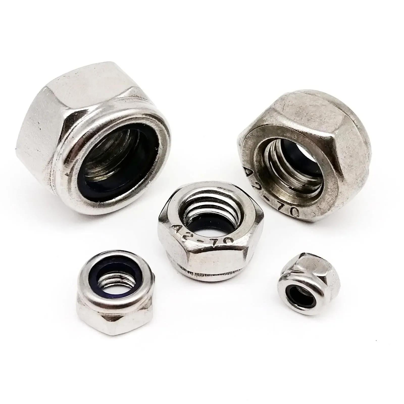 200pcs DIN985 Hex Nylon Insert Self Lock Nut Nylock Locknut Assortment Kit Set M2 M2.5 M3 M4 M5 M6 M8  Stainless Steel