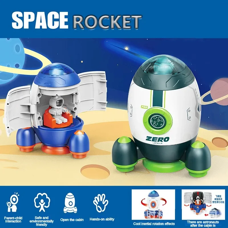 Carro de inércia espaço modelo de plástico carros brinquedos das crianças deformação foguete nave espacial criança exploração espacial veículo presente para meninos