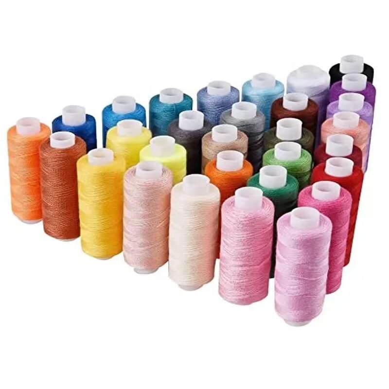24 kleuren naaigaren 100 polyester garen naaigaren rolmachine handborduurwerk 200 meter elke spoel voor thuis naaiset