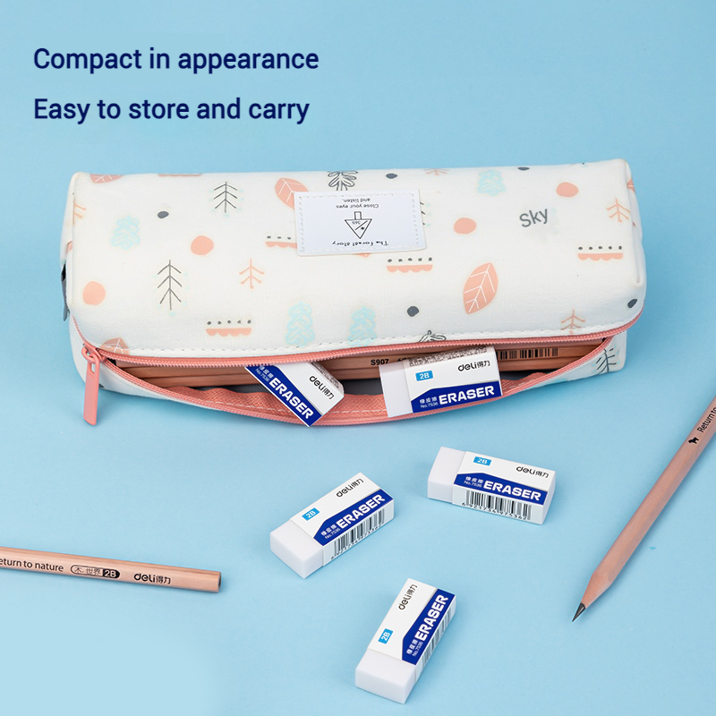 Deli 2B White Erasers Soft PVC Mess-Free Clean Rubber for Pencils Exam Office School Sketching Art Supplies