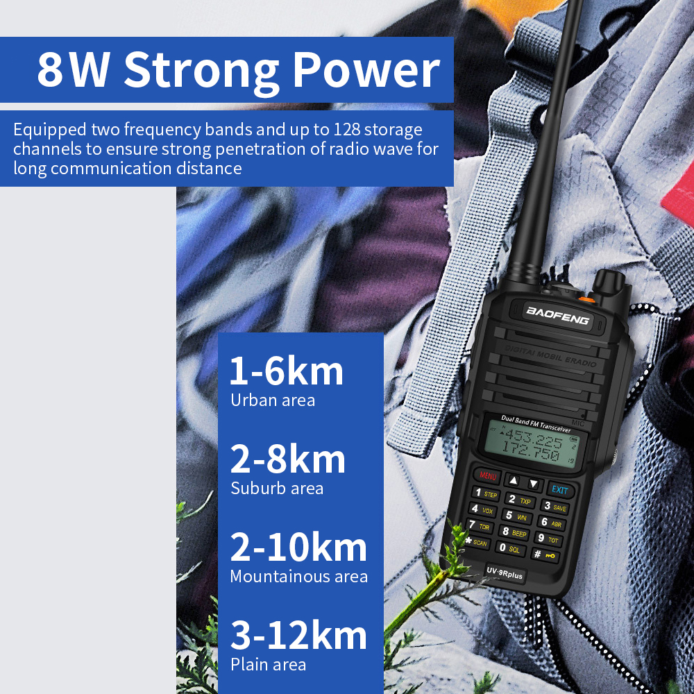 BAOFENG UV-9R Plus Tragbares Funkgerät Dualband Handheld Walkie Talkie FM Transceiver IP67 Wasserdicht Staubdicht