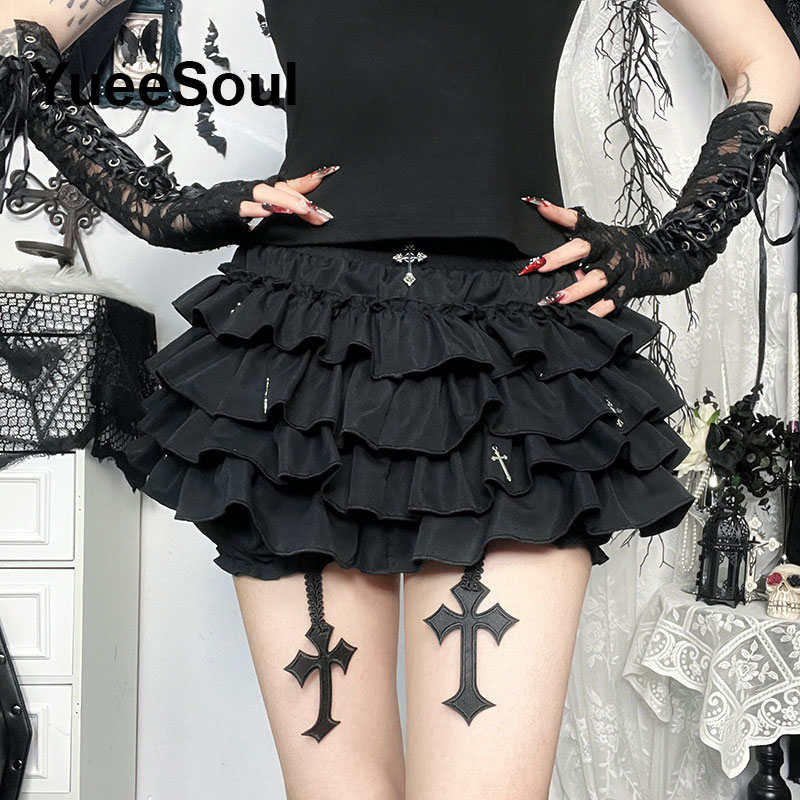 ゴシックミニスカート 2025 新ハロウィンゴス美的 90 年代 Y2K パーティークラブ原宿ストリート女性のスカート黒ハイウエストスカート