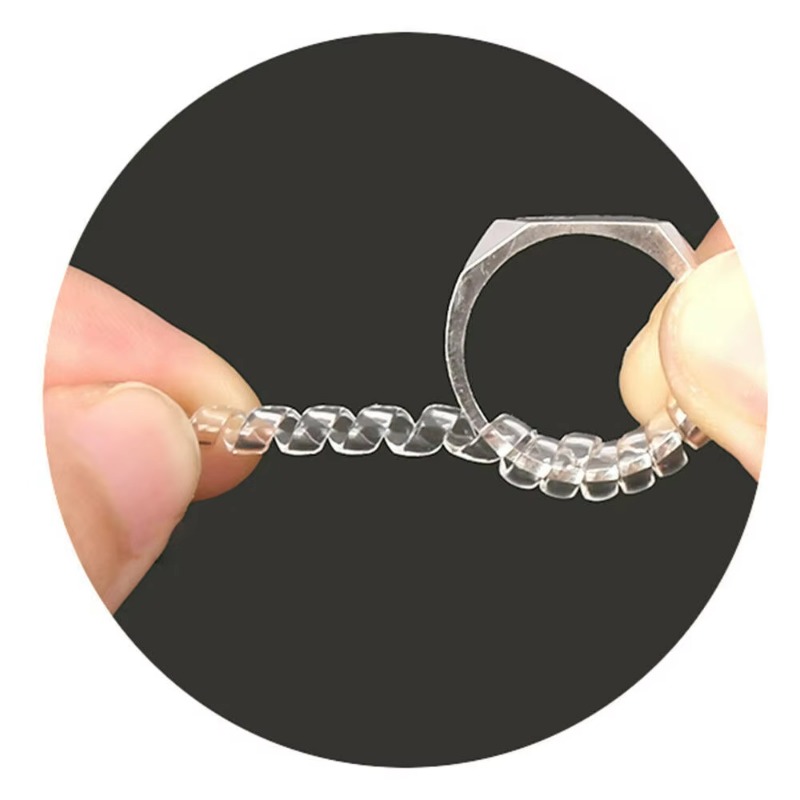 Anillo tensor en espiral de 10 Cm y 4 tamaños, ajuste de silicona transparente para anillo suelto, protector de joyería, ajuste de tamaño del anillo
