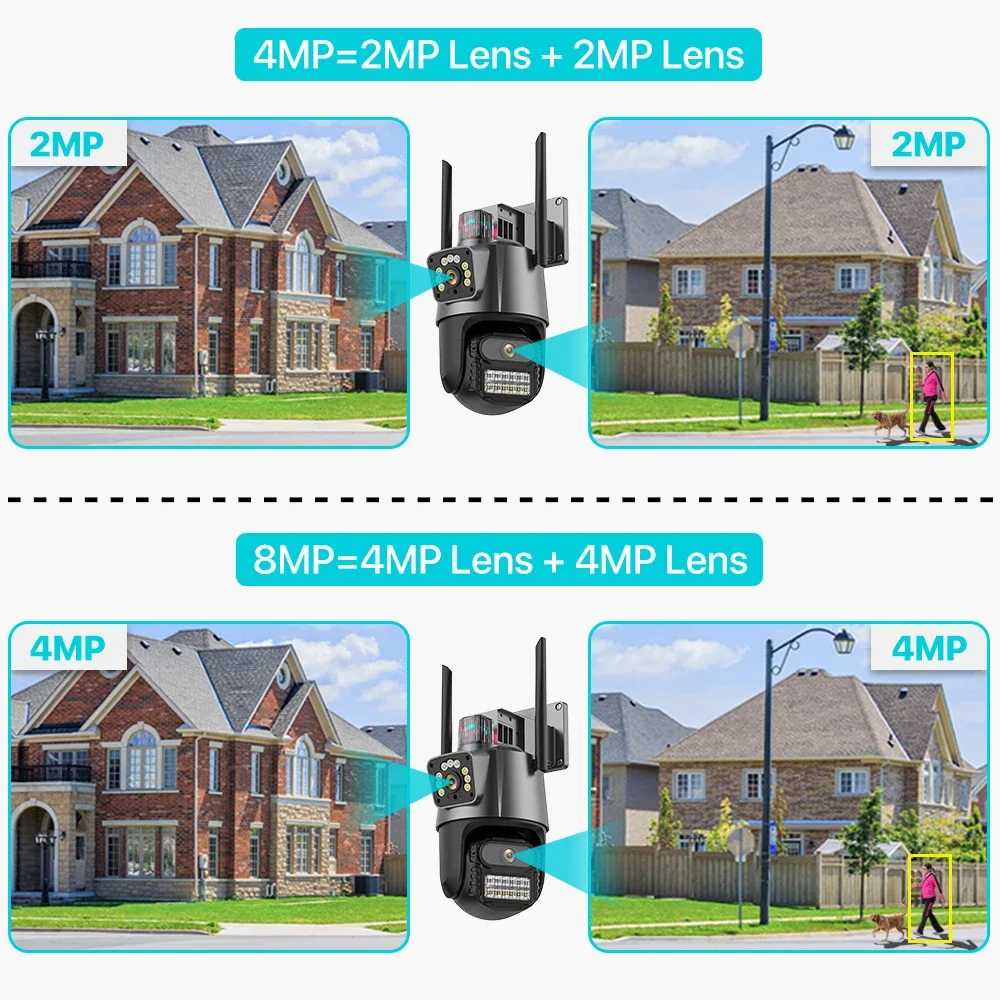 Outdoor Wireless 6K 8MP WiFi Security Camera ICSee Smart Three Lens 8X Zoom PTZ Video Surveillance IP Camera CCTV Auto Tracking
