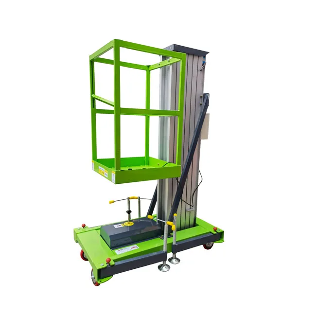 Plataforma de trabajo aéreo de elevación eléctrica hidráulica, escalera, andamio de aluminio de un solo mástil, Manlift